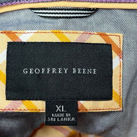 Geoffrey Beene‎ Shirt Short Sleeves Collared Plaid Cotton Men XL Button Up Logo - Picture 8 of 12